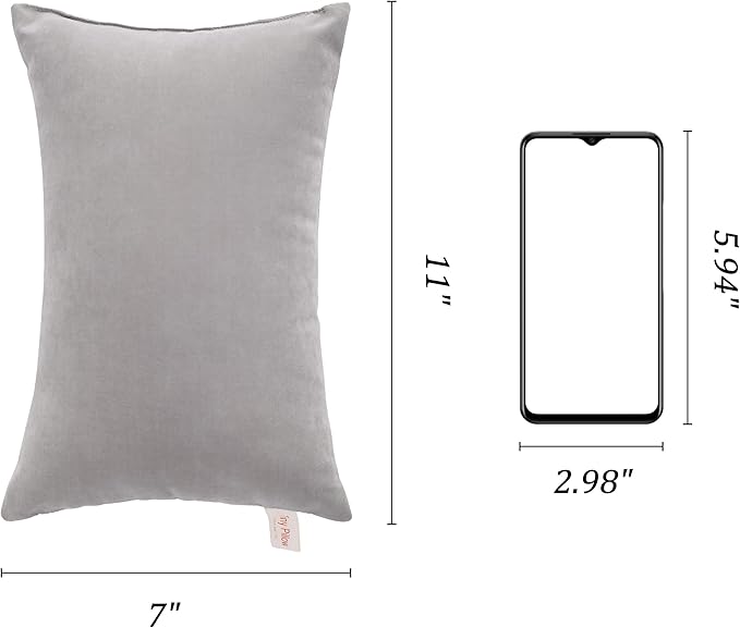 BEDSUM 2 Pack Tiny Pillows, 11"x7" Microfiber Mini Pillows for Travel, Pets, Soft and Machine Washable Small Pillows for Neck, Wrist, and Knee Comfort, Light Grey
