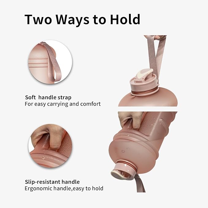 TOOFEEL 2.2 Liter 74 oz Reusable Clear Water Bottles - Leak Proof BPA Free Water Bottle that Tracks Water Intake with Visible Volume Water Jugs for Sports Bottle (Clear Matte Pink Water Bottle)