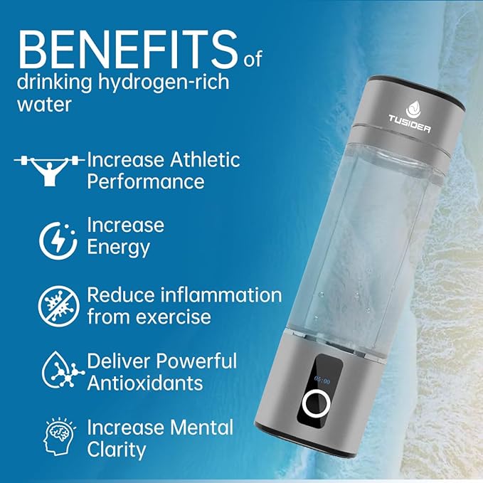 Hydrogen Water Bottle-2024 Advanced 6000ppb Hydrogen Ionized Alkaline Water Generator，Chlorine-Free，SPE/pem Technology，Dupont Membrane，Enhances Metabolism & Immunity. Perfect Health Gift