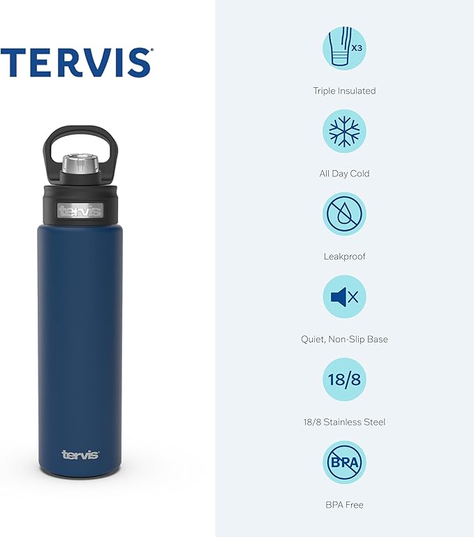 Tervis NBA Chicago Bulls Leather Triple Walled Insulated Tumbler, 24oz Wide Mouth Bottle, Stainless Steel