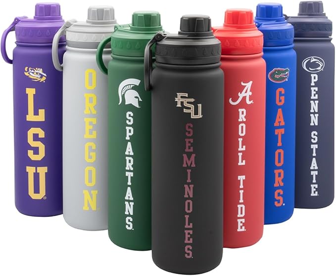 FSU Seminoles Water Bottle - Black Double Walled Stainless Steel 24 oz Keeps Drinks Cold or Hot