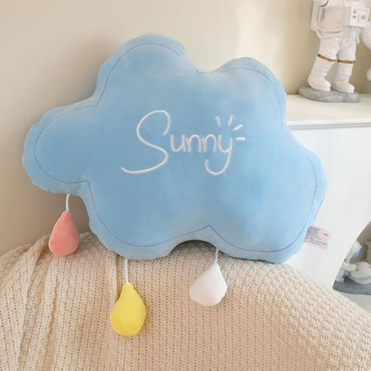 Moon Rainbow Cloud Pillow Cushion, Soft Plush Cloud Shaped Pillow Stuffed Rainbow and Moon Nursery Decor,Bedside Sofa Sleeping Pillow, Kids Cute Candy Color Cushion (Cloud)