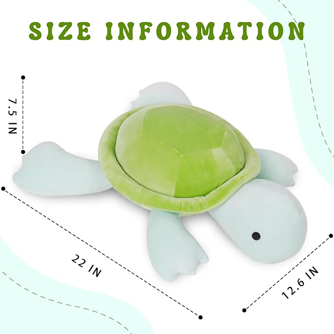 Turtle Weighted Plush, 22" 4.2 lbs Character Weighted Stuffed Animals Series, Cute Tortoise Plushie Dolls Throw Pillow Birthday Gifts for Children Kids