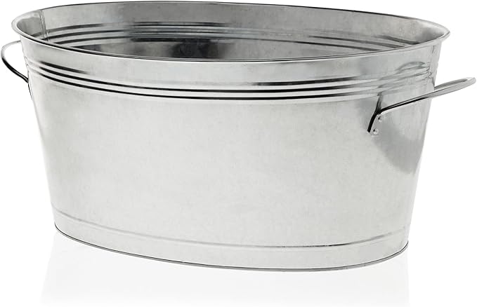 True Ice Buckets for Parties 6.3 Gallons (23.8 Liters), Large Galvanized Tubs for Drinks, Large Beverage Tubs for Parties, Galvanized Bucket, Set of 1