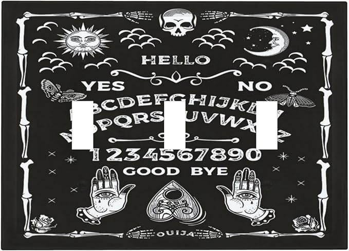 Black Witchy Skeleton Skull Gothic Sun Moon 3 Gang Novelty Light Switch Covers Decorative Unique Triple Toggle Wall Plate Electrical Faceplate Switchplate for Bathroom Bedroom Home Decor