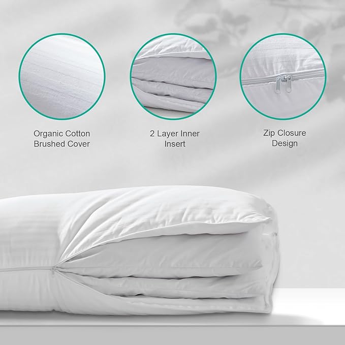 APSMILE 2-in-1 Assembleable Goose Feathers Down Pillow for Sleeping, Standard/Queen Size Soft-Medium-Firm Adjustable Bed Pillow Insert for Stomach, Back or Side Sleepers, 20x28