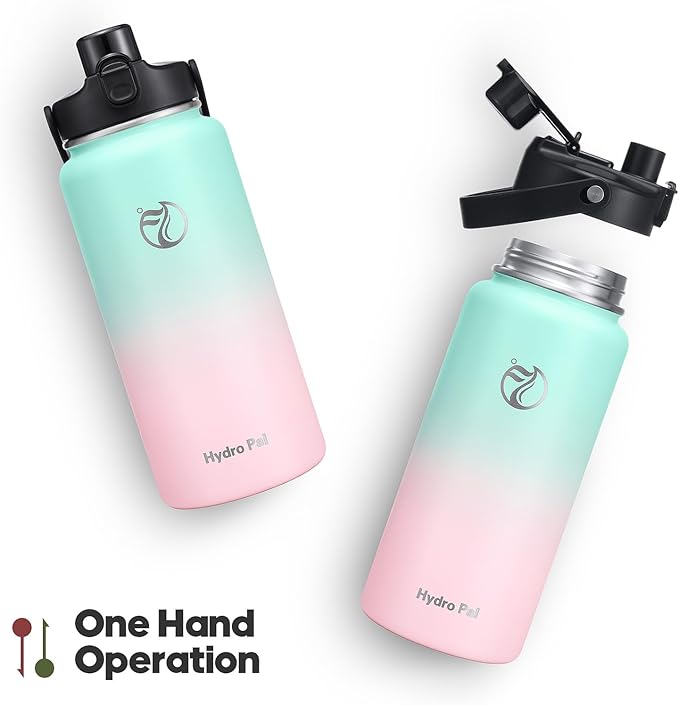 Half Gallon Insulated Water Bottle with 2-in-1 Lid (Chug Lid/Straw Lid), 40/64oz Double Walled Vacuum Stainless Steel Water Bottles, Water Jug with Straw