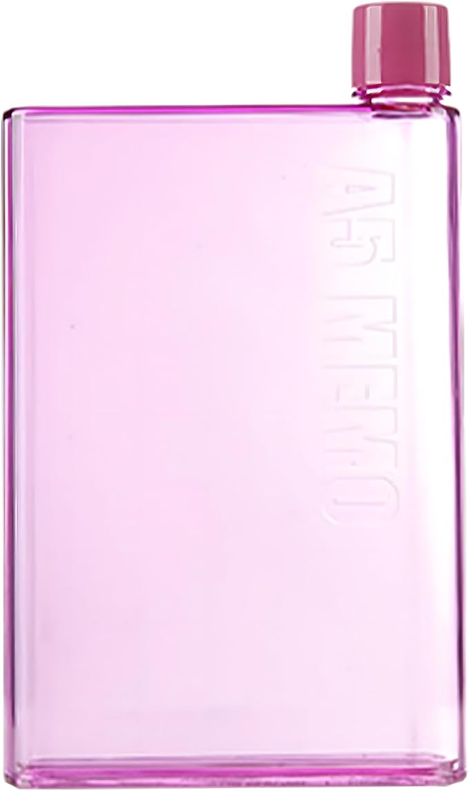 IUI Flat Water Bottle 14 oz, Leak Proof and Slim Reusable Flat Water Bottle, Portable Cute Water Bottle for Purse Pocket School Sports Travel Red