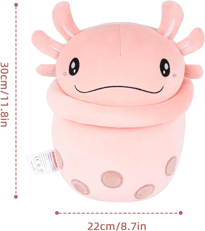 Niuniu Daddy Stuffed Boba Plushies Squishy Bubble Tea Plush Toy Pillow Cute Milk Tea Plushie Adorable Cuddle Pillow Stuffed Food Toy Great Gift for Birthday/Christmas (Axolotl, Medium)
