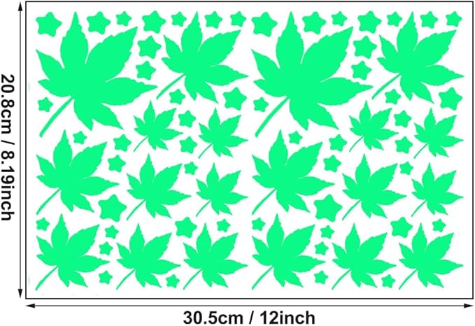 Glow in The Dark Leaf Wall Stickers for Sweet Home,40pcs PET Plant Wall Stickers for Bedrooms, Leaf Stickers Wall Decals for Boys and Girls Room, Cute Plant Decals Stickers for Room Walls (Leaf 2)