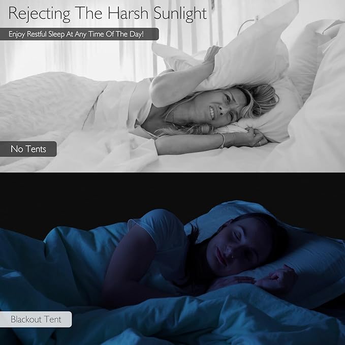 BORNA Bed Tent Twin Bed Canopy for Indoor Portable Light Reducing Sleeping Canopy for Kids and Adult,Bunk Blackout Tents Breathable Privacy Space Tent Mosquito Netting for Bed(Navy Blue)