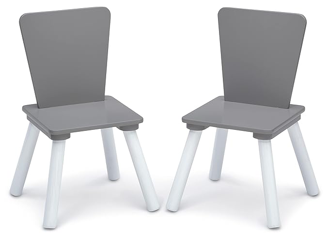 Delta Children 4-Piece Toddler Playroom Set, Grey/White