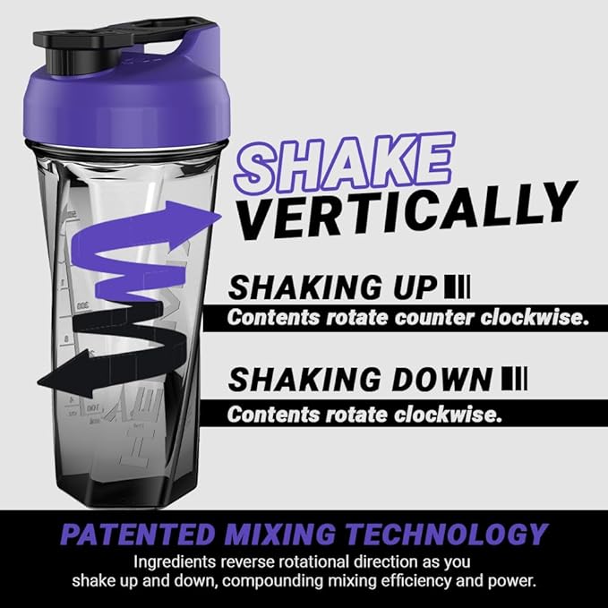 HELIMIX 2.0 Vortex Blender Shaker Bottle Holds upto 28oz | No Blending Ball or Whisk | USA Made | Portable Pre Workout Whey Protein Drink Shaker Cup | Mixes Cocktails Smoothies Shakes | Top Rack Safe