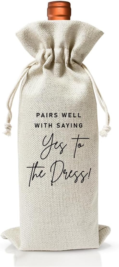 Wedding Or Engagement Gift Wine Bag For Couple Bride Groom Her Him Women, Wedding Or Engagement Party Supplies Favors, New Bride Gift Idea, Newlywed Bride Gift, Cotton Linen Wine Bag, Proposal Gift