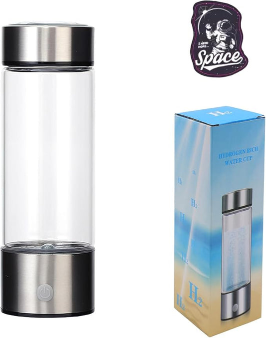 Hydrogen Water Bottle, Rechargeable Glass Water Bottle with 3Min Quick Electrolysis for Home, Office and Travel V46.586.01 AR-03-001 (Silver Coconut)