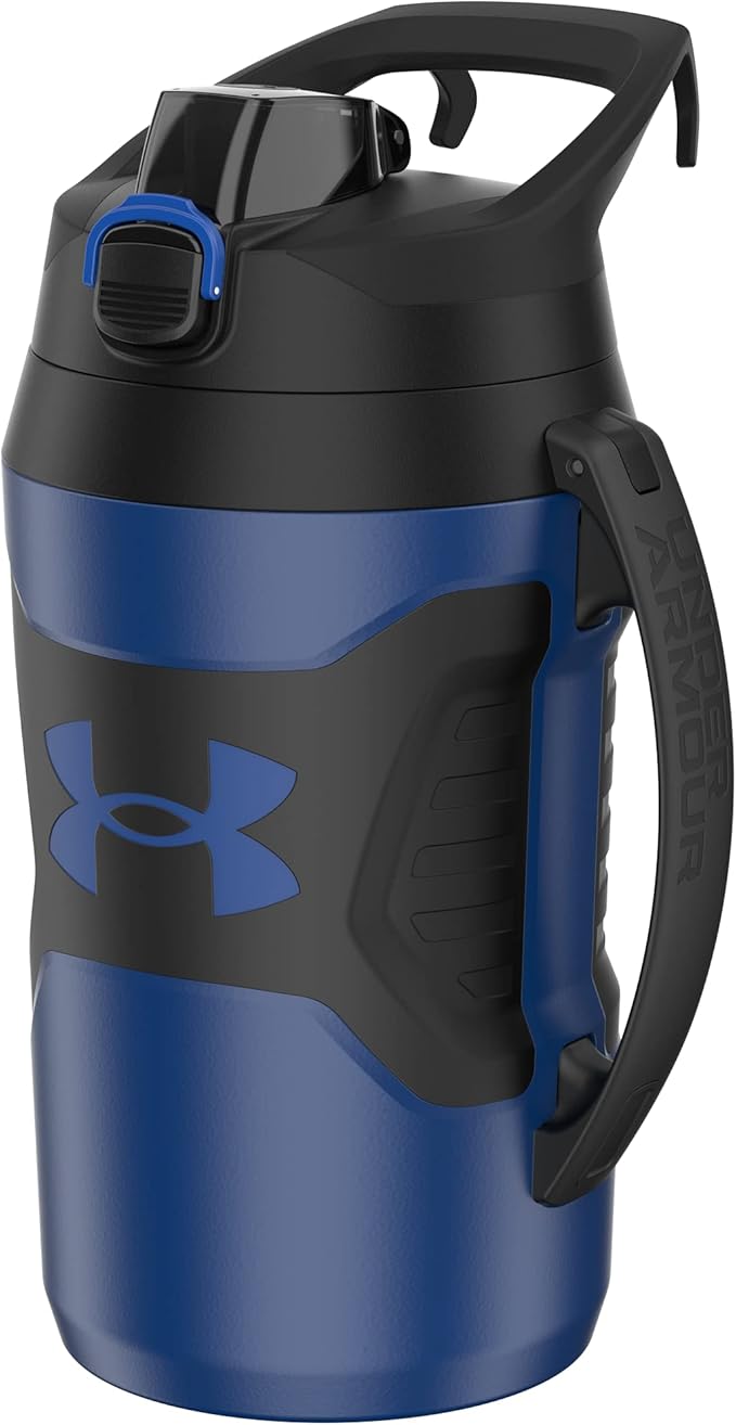 Under Armour Sports Water Jug, 64oz Insulated Water Bottle w/Handle, Half Gallon, Fence Hook, Leak Resistant, Baseball, Football & More
