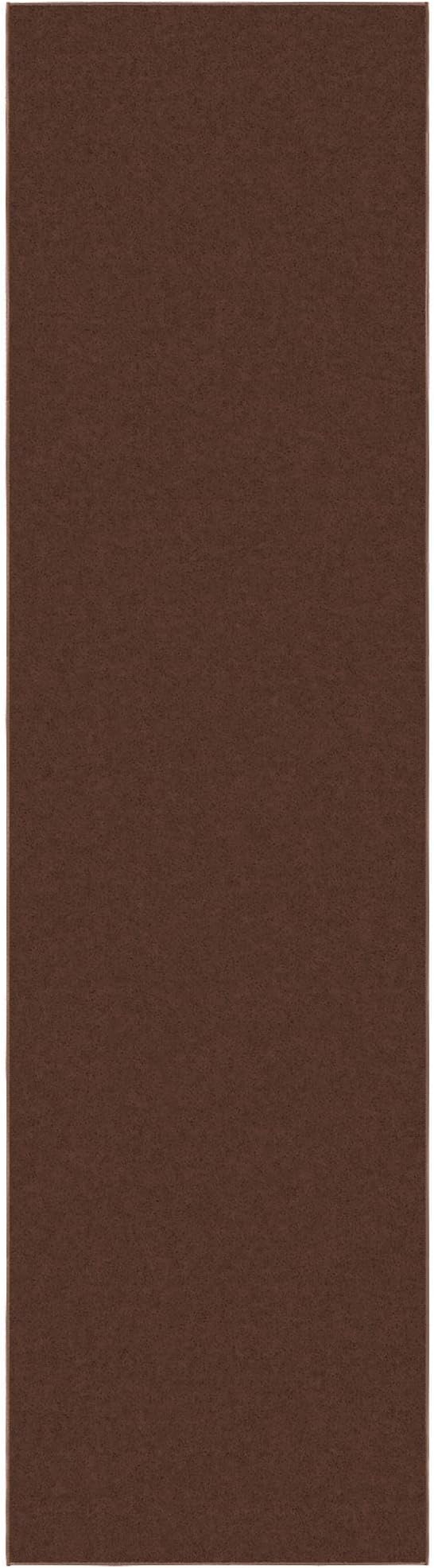 Machine Washable Modern Solid Design Non-Slip Rubberback 3x10 Traditional Runner Rug for Hallway, Kitchen, Bedroom, Living Room, 2'7" x 9'10", Brown