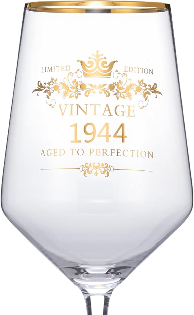MOMRNTAIL Vintage 1944 80TH Birthday Goblet Gifts, 16OZ Goblet Wine Glass, 80 Year Old Birthday Decorations For Women men, Funny 80 Bday Gifts Idea For Friends, Sister,Dad, Mom - Turning 80 Present