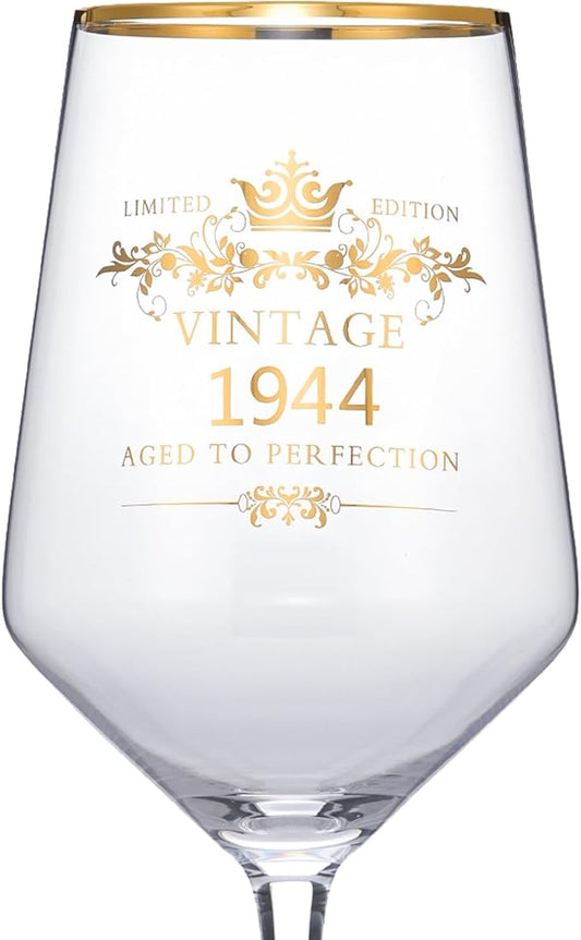 MOMRNTAIL Vintage 1944 80TH Birthday Goblet Gifts, 16OZ Goblet Wine Glass, 80 Year Old Birthday Decorations For Women men, Funny 80 Bday Gifts Idea For Friends, Sister,Dad, Mom - Turning 80 Present
