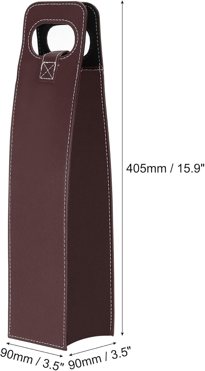 PATIKIL Wine Gift Bag, Wine Bag Reusable Leather Wine Tote Carrier for Wine Bottles Portable Champagne Gift Bags for Picnic Party Wedding, Brown