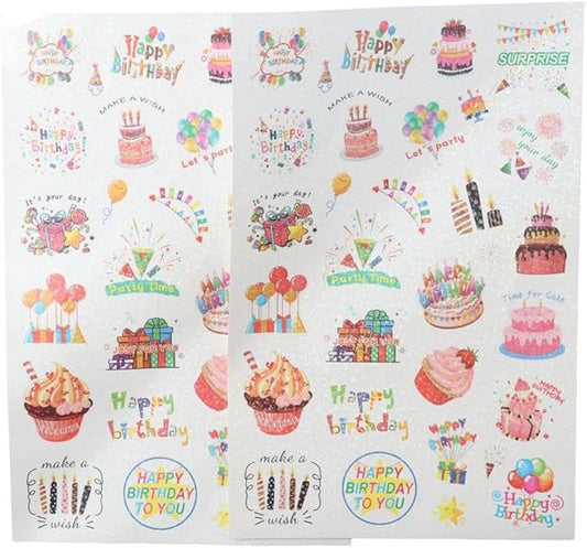 50/60 Pcs Cute Cake Candy Stickers, Cake Food Stickers, Birthday Dessert Stickers, Birthday Cake Stickers, Teacher Reward Stickers, Household Refrigerator Decoration(A 50 pcs)