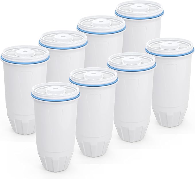 Water Filter Replacement Compatible with Zero Pitcher and Dispenser ZR-001 ZR-017 ZR-004 ZP-006 ZD-013 ZS-008, Multi-Stage Filter System, Reduce Lead, Chromium, and PFOA/PFOS, Pack of 8