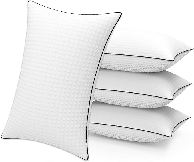 Bed Pillows for Sleeping Kig Size Set of 4,Cooling Breathable Pillows for Side and Back Sleepers Down Alternative Filling Luxury Soft