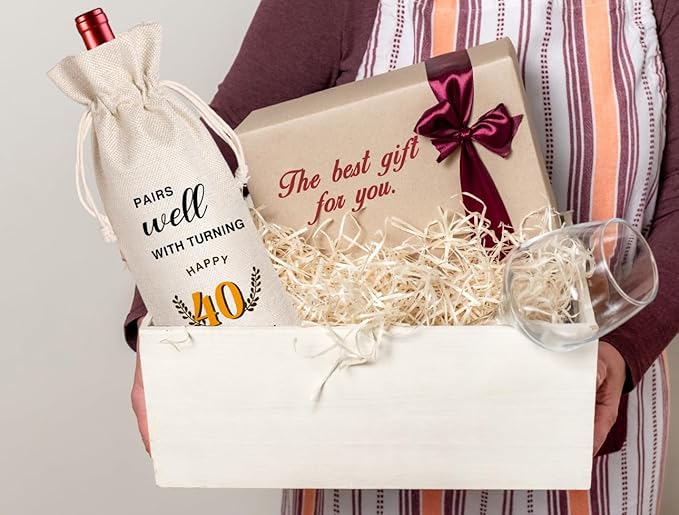 LANBAIHE 40th Birthday Gifts for Her,40th Birthday Gift for Women Men, 40 Years Old Birthday Gifts Wine Bag, 40th Birthday Decorations Party Supplies- 1984 Birthday(40 BIRTHDAY)