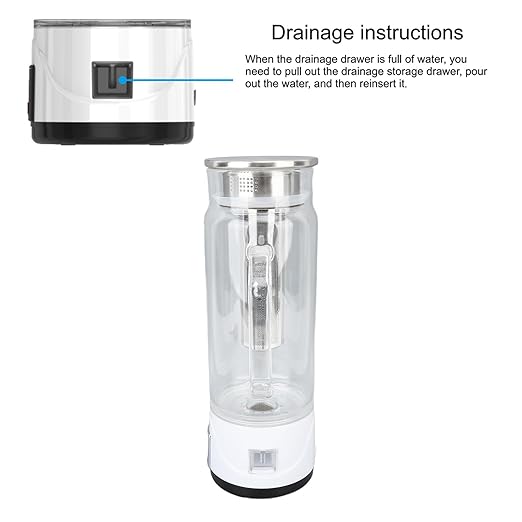 Hydrogen Water Bottle, 1000ml Hydrogen Water Bottle Generator with Quick Electrolysis, Tea Infuser, Touch Switch, High Borosilicate Glass, Handle, for Home