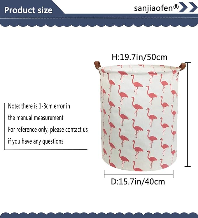 Pink Laundry Hamper,Kids Laundry Basket,Girls Hamper for Girls Room Decor,Nursery Hamper,Toy Bins,Bedroom. (Flamingo)