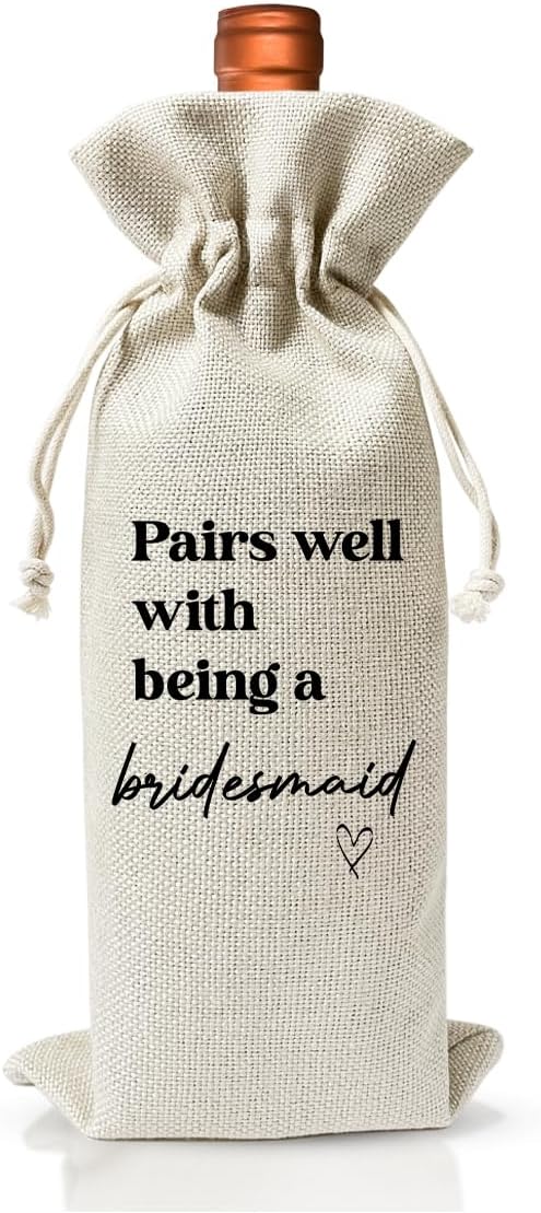 Bridesmaid Wedding or Engagement Gift Wine Bag For BFF Best Friend, Proposal Gift, Wedding Party or Bachelorette Party or Bridal Shower Party Favor Supply Gift, Bridal Party Gift for Bridesmaid Boxes