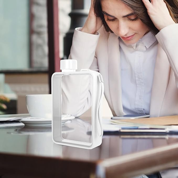 BESPORTBLE Flat Cup Travel Water Bottles Bulk Transparent Flat Bottle Water Flask Square Flat Water Bottle Drinking Clear Glass Water Bottles Water Carrier Milk Pc Fitness Clear Water White