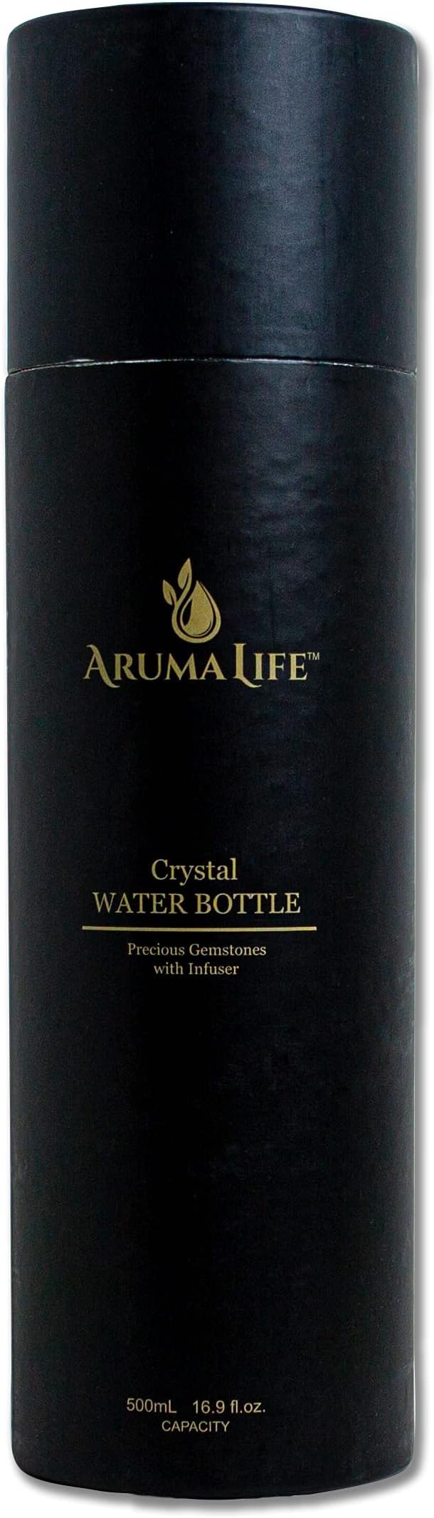 Crystal Water Bottle plus Loose-Leaf Tea/Fruit Infuser, Safe for Hot and Cold Drinks, Eco-friendly Plus BONUS Protective Sleeve & Extra Set of Crystals Coloured Fluorite & Yellow Jasper