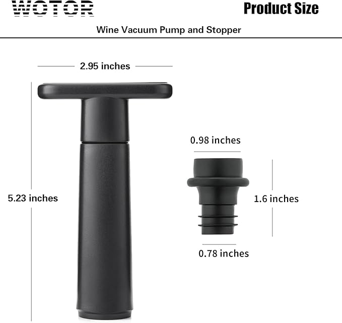 Wine Saver Vacuum Pump with 4 Stoppers, Wine Stopper, Wine Preserver, Reusable Bottle Sealer Keeps Wine Fresh, Ideal Wine Accessories Gift (Flat Handle)