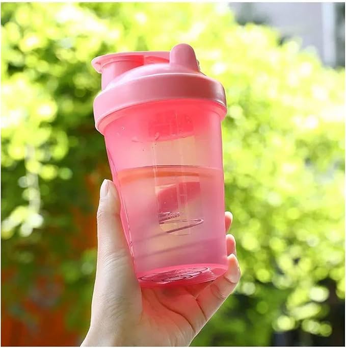 Shaker Bottle 16oz for Shake Mix,Protein Powder Mix,Best Shaker Cup (BPA free),Juice Mixer,Perfect for Protein Shakes and Pre Workout (Pink/Pink, 16Oz/400ML/1Bottle), SKER-BTL-2BTL