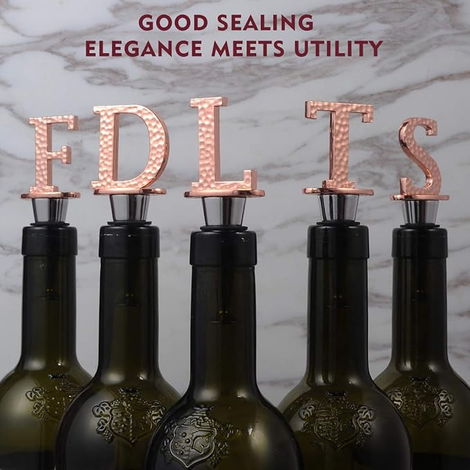 Miicol Wine Bottle Stopper, Prosecco Stopper, Rose Gold Wine Stopper, Personalised Champagne Stopper, Initial Wine Stopper, Funny Prosecco Gift, Wine Lovers Gift, Letter L