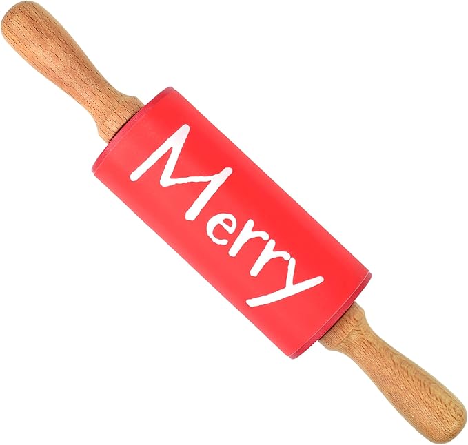 Christmas Holiday Mini Bake Set. Includes mini-Spatula, Whisk and Rolling Pin. Great Christmas gift idea for teachers, and stocking stuffers.