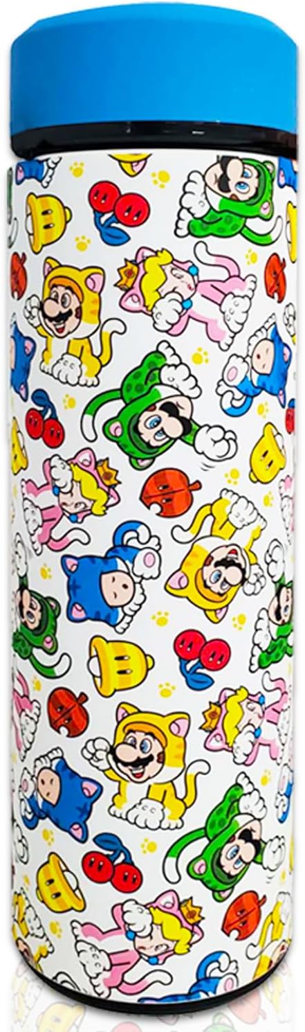 Super Mario Water Bottle Set for Kids – Bundle with Insulated Super Mario Drinking Bottle for Boys, Girls Plus Stickers Activity Book and More | Mario Drinking Cup