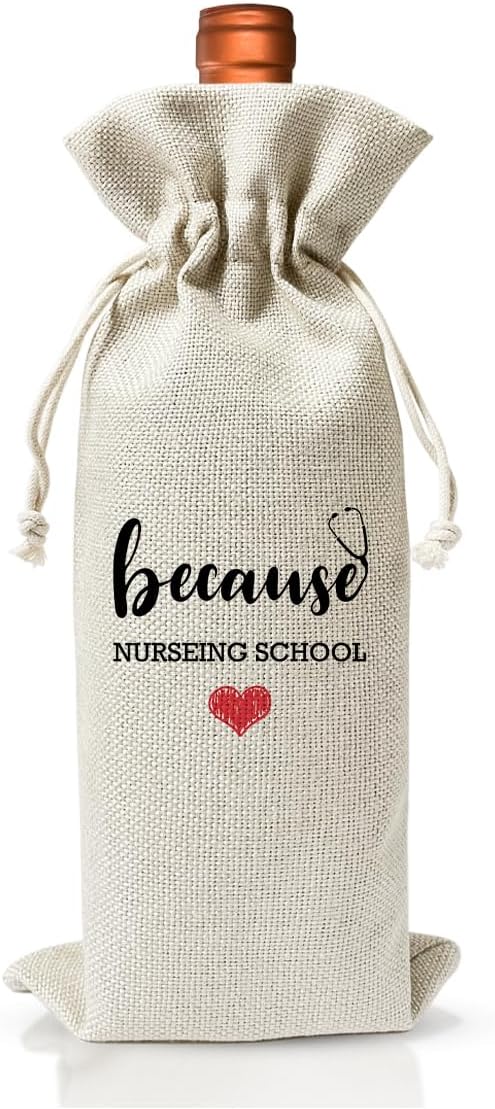 Nursing School Graduation Gift For Practitioner Wine Bag, Nurse Day Nurse Week Gift Bag, Medical School Graduation Party Decor Supply, Drawstring Cotton Linen Wine Bag