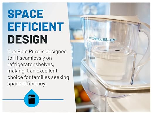 Epic Water Filters Pure Filter Pitchers for Drinking Water, 10 Cup 150 Gallon Filter, Tritan BPA Free, Removes Fluoride, Chlorine, Lead, Forever Chemicals