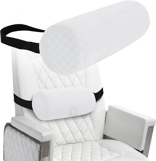 Lumbar Roll Pillow for Lower Back, Lumbar Support Foam Roll Cushion with Pillowcase and Upgraded Strap for Office, Chair, Car, Seat Pain Relief & Improving Posture (White, Short-11 * 4.3'')