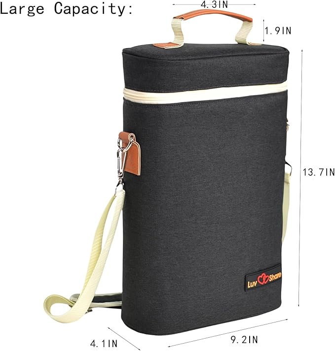 Insulated Wine Carrier Bag 4 Bottle Wine Cooler Tote Bag for Travel, Party, Beach, Wedding, Wine Accessories Gift for Wine Lovers
