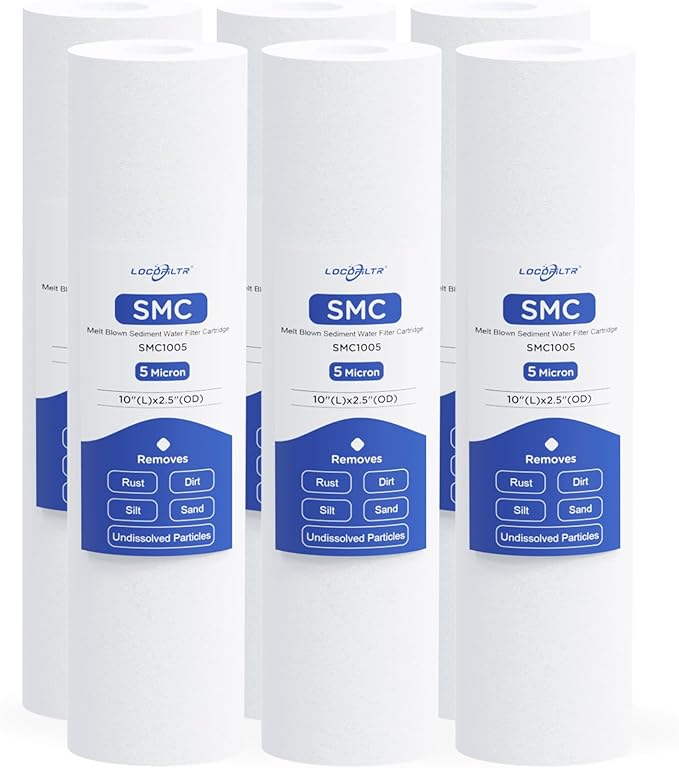 Whole House Water Filter Cartridge Replacement for Well Water, 5 Micron Water Filter 10 x 2.5 Melt Blown PP Sediment Water Filter Compatible with AP110, WHKF-GD05, CFS110, P5, WFPFC5002-6 Pack
