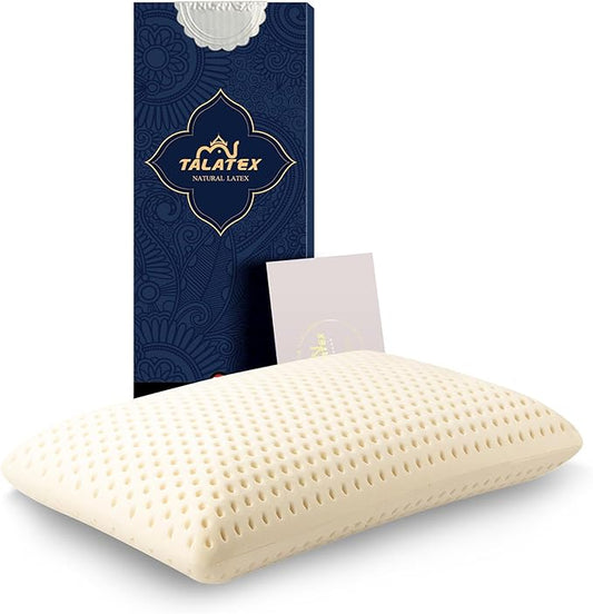 Talatex Talalay 100% Natural Premium Latex Pillow, Helps Relieve Pressure, No Memory Foam Chemicals, Perfect Package Best Gift with Removable Tencel Cover (Medium Firm, King(32.5"×15.7"×5.9"))