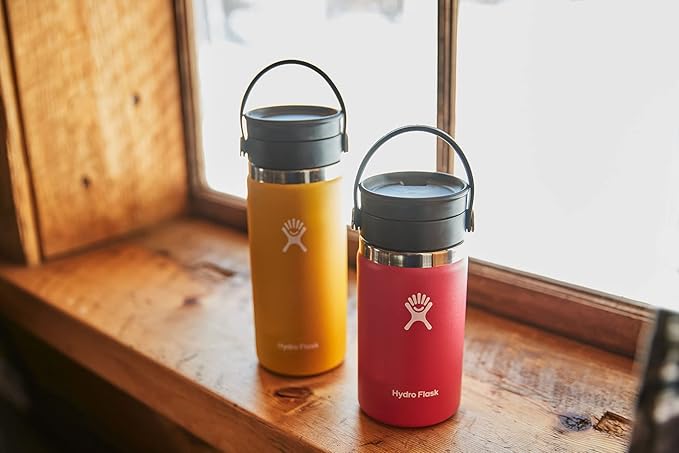 Hydro Flask Stainless Steel Wide Mouth Bottle with Flex Sip Lid and Double-Wall Vacuum Insulation for Coffee, Tea and Drinks