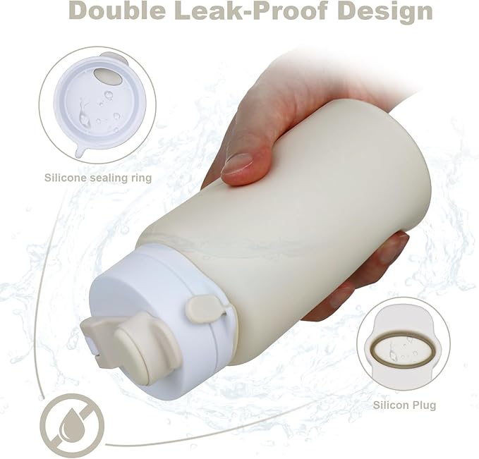 Collapsible Water Bottle, Foldable Water Bottle BPA Free Reusable Lightweight Leak-Proof Travel Silicone Water Bottle for Travel, Gym, Hiking, Office, Camping