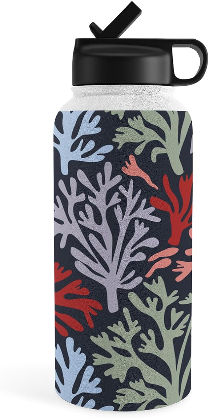 Deny Designs Water Bottle, Straw Lid 32 oz, Emanuela Carratoni Icelandic Moss