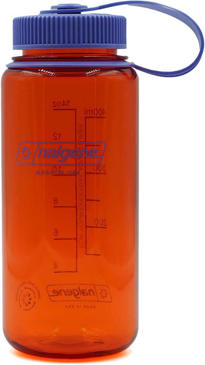 Nalgene Water Bottle - Lightweight Sustain Tritan BPA-Free Shatterproof Bottle for Backpacking, Hiking, Gym, 16 OZ, Wide Mouth, Marmalade Orange