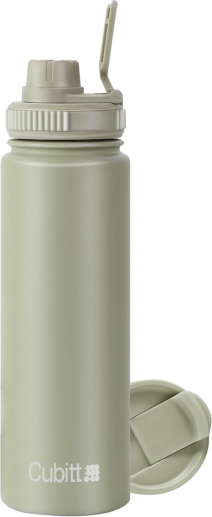 Cubitt Insulated Sports Hydro Water Bottle 24 oz, 2 Lids (Coffee Lid and Wide Mouth Twist Sports Lid), Stainless Steel, Double Walled. Cold for up to 24 hours, Hot for up to 12 hours. (Olive Green)