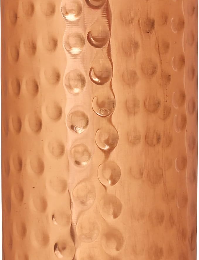 Pure Copper Water Bottle - Handcrafted - Ayurveda health benefits - Large 35 oz - Leak proof, Easy to carry for Sports, Fitness, Yoga, School - Natural Hammered Beaten Copper Finish